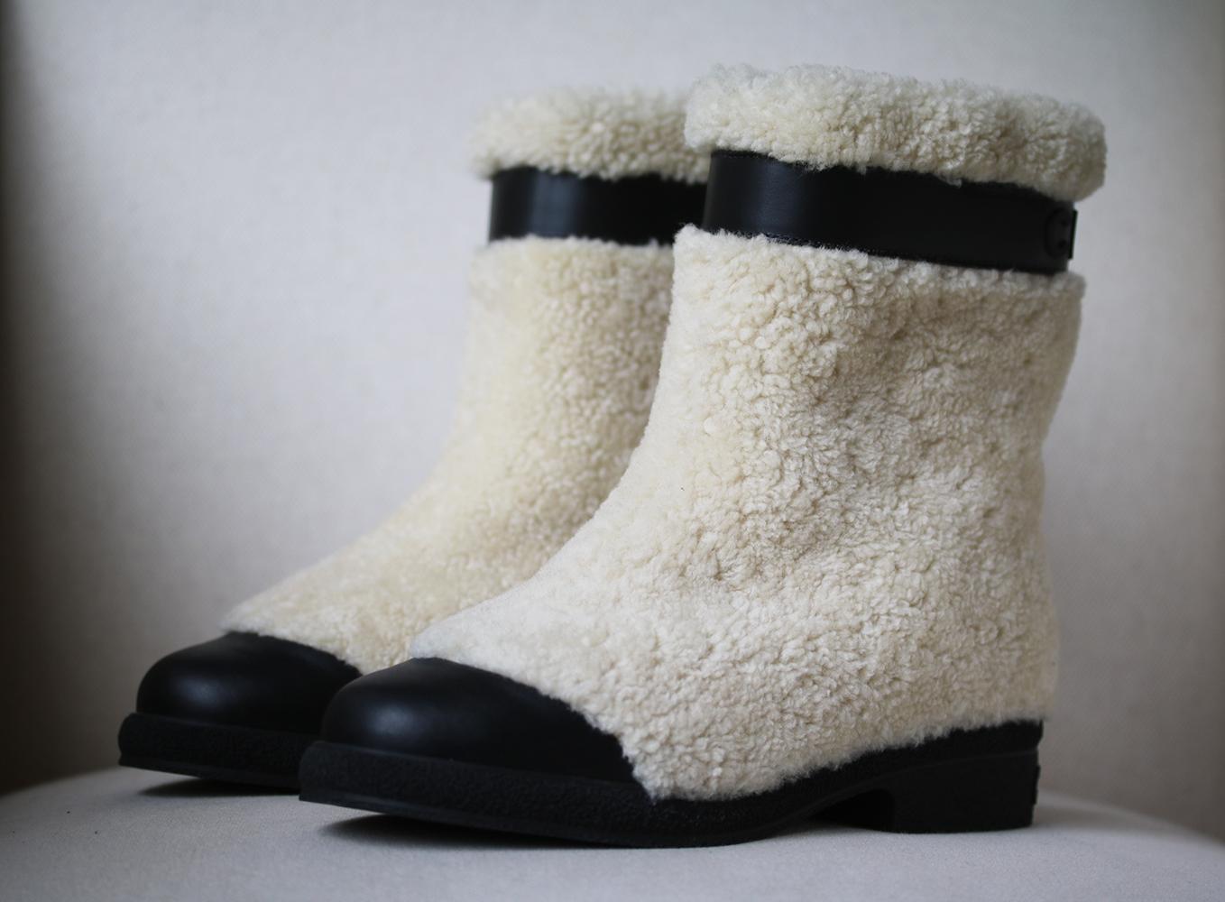 chanel shearling boots