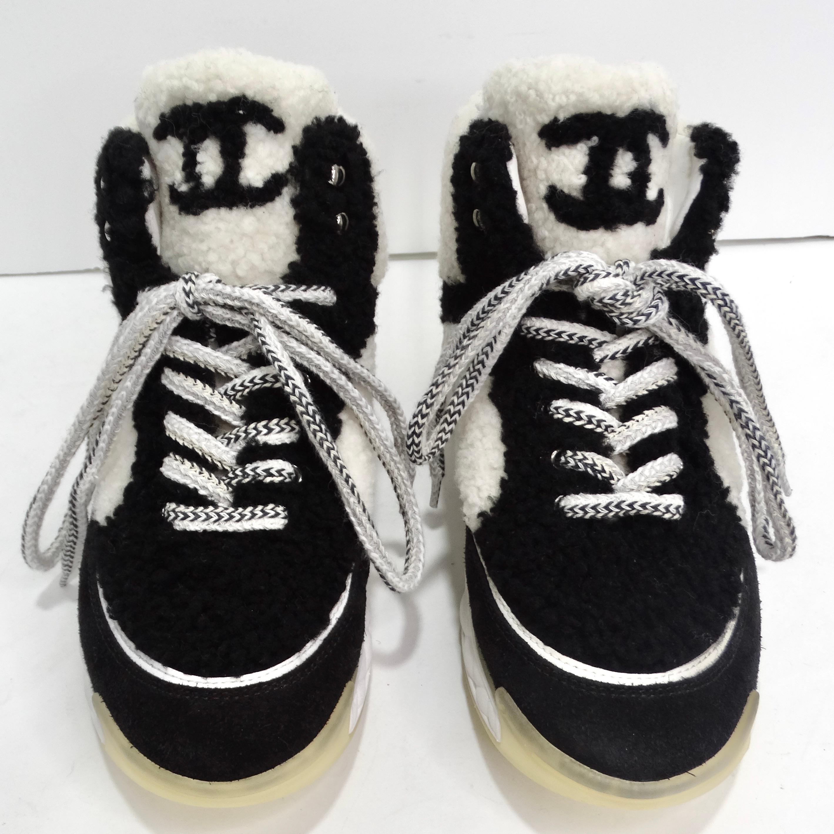 Chanel Shearling Suede CC High Top Sneakers For Sale 1