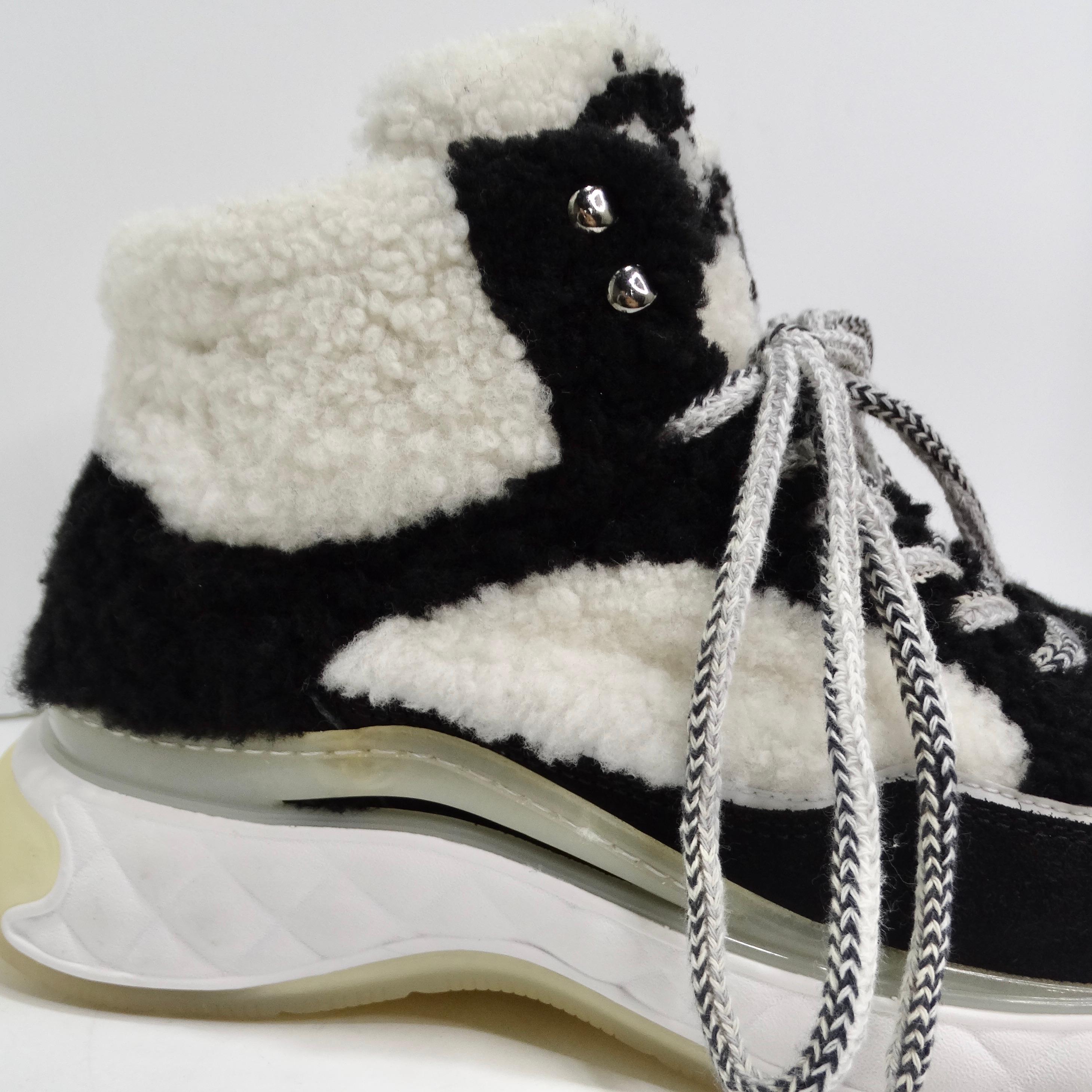 Chanel Shearling Suede CC High Top Sneakers For Sale 3