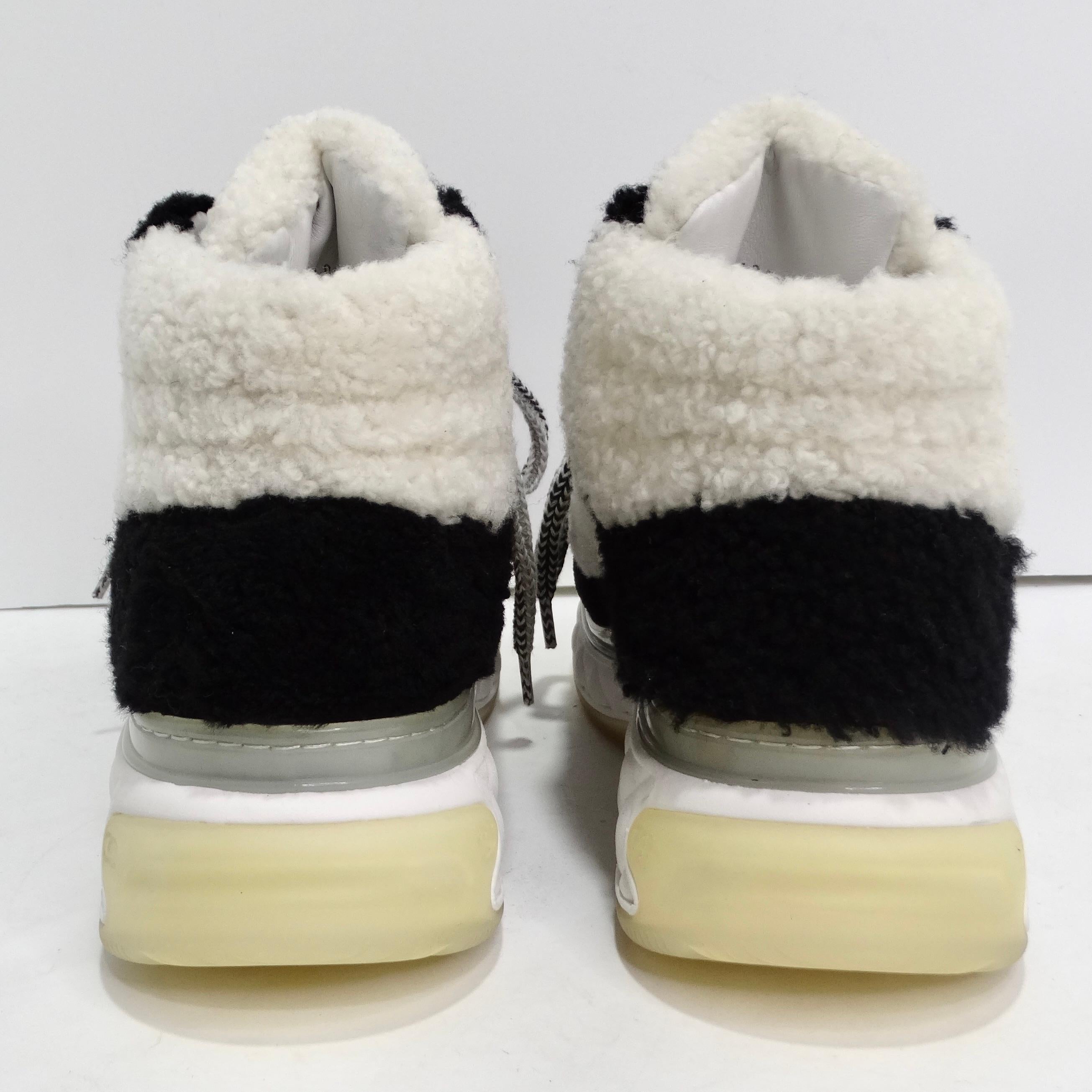 Chanel Shearling Suede CC High Top Sneakers For Sale 4