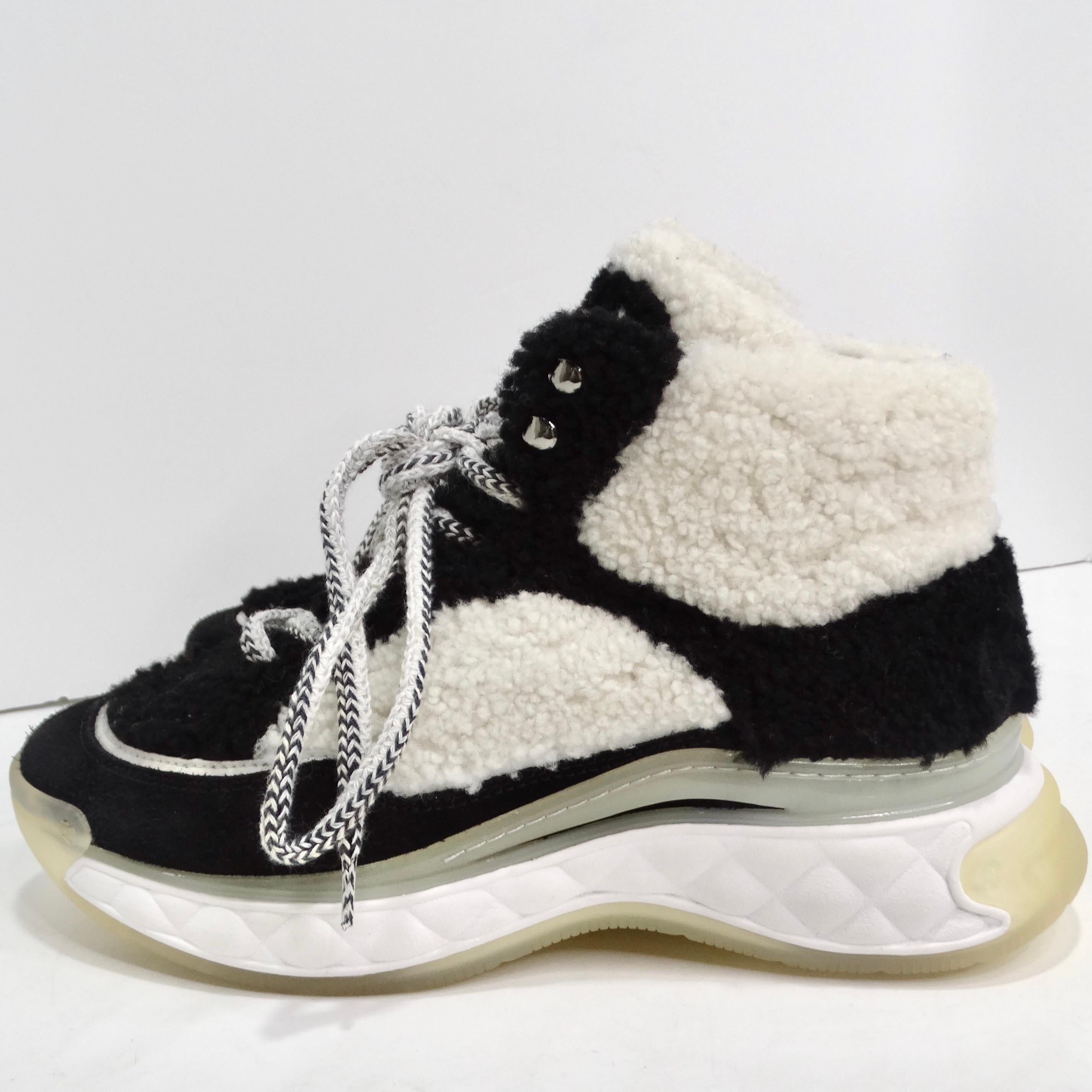 Chanel Shearling Suede CC High Top Sneakers For Sale 5