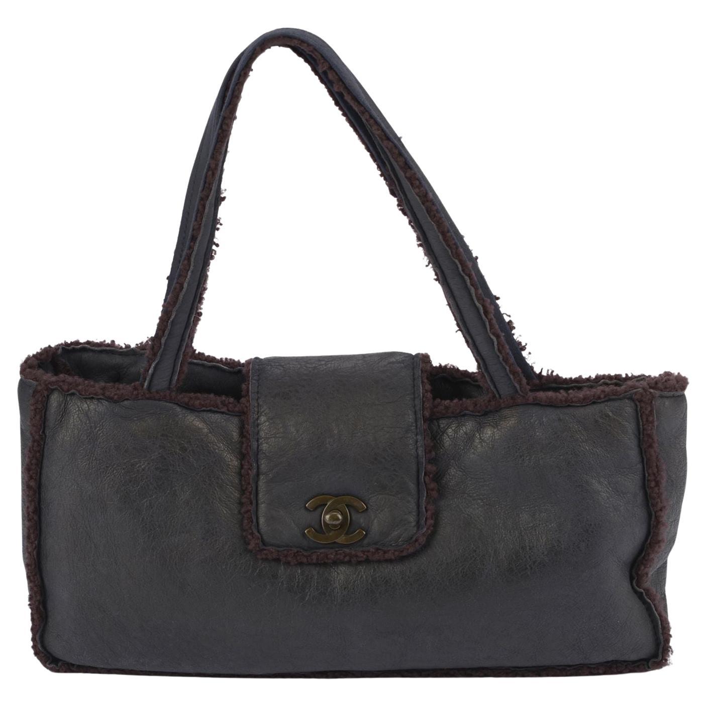Chanel Shearling Turn-Lock Shoulder Bag