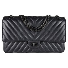 Chanel Sheepskin Chevron Quilted 2.55 Reissue 226 Flap So Black