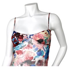 Chanel Sheer Floral Print Silk Midi Dress circa 1999