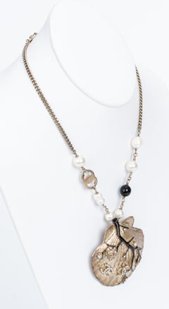 Chanel Shell & Coral CC Logo Necklace