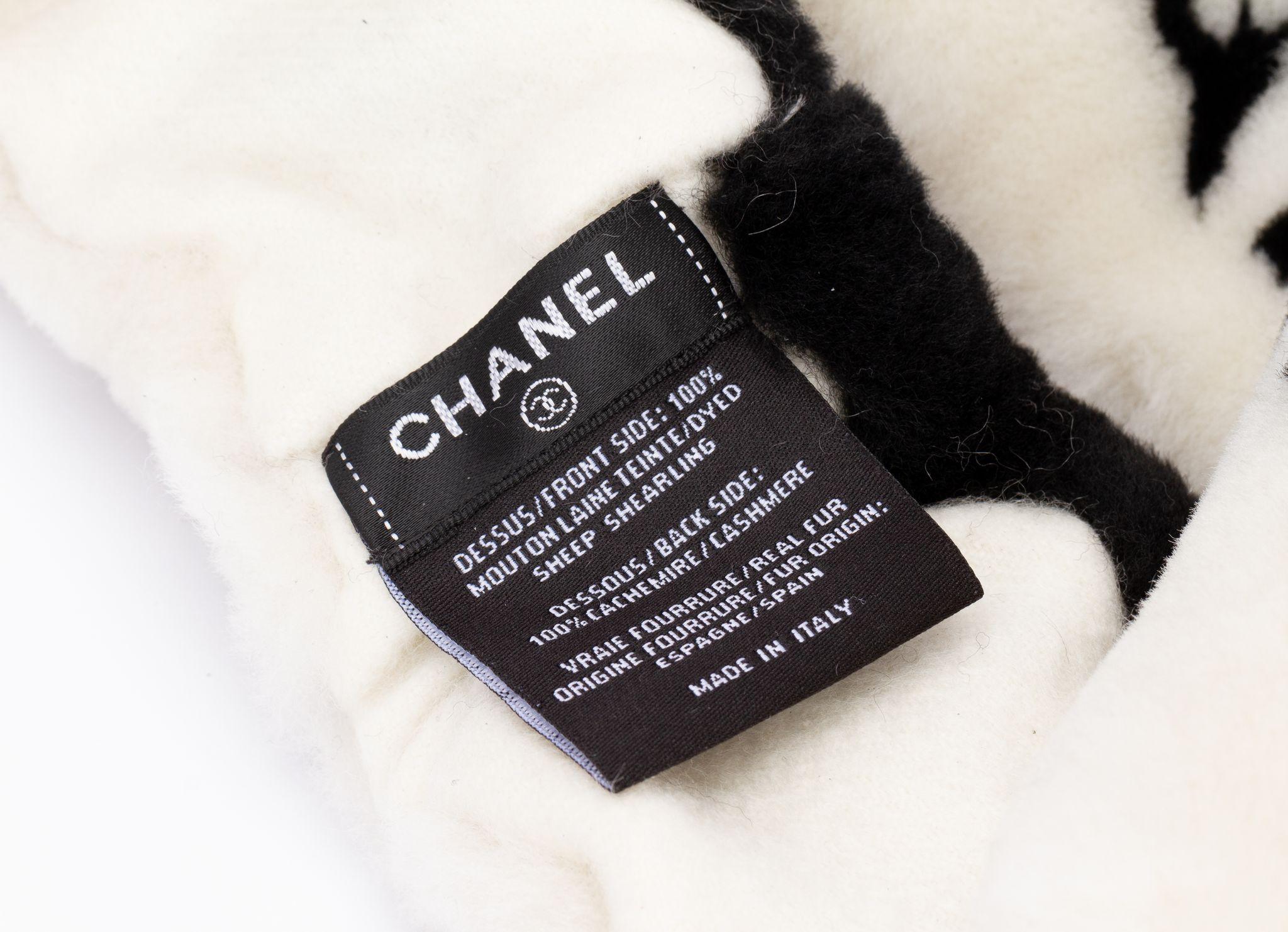 Chanel Sherling-Kopfband Schwarz/Weiß BNIB im Angebot 1