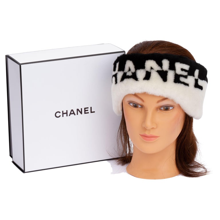 Chanel Sherling Headband Black/White BNIB For Sale at 1stDibs