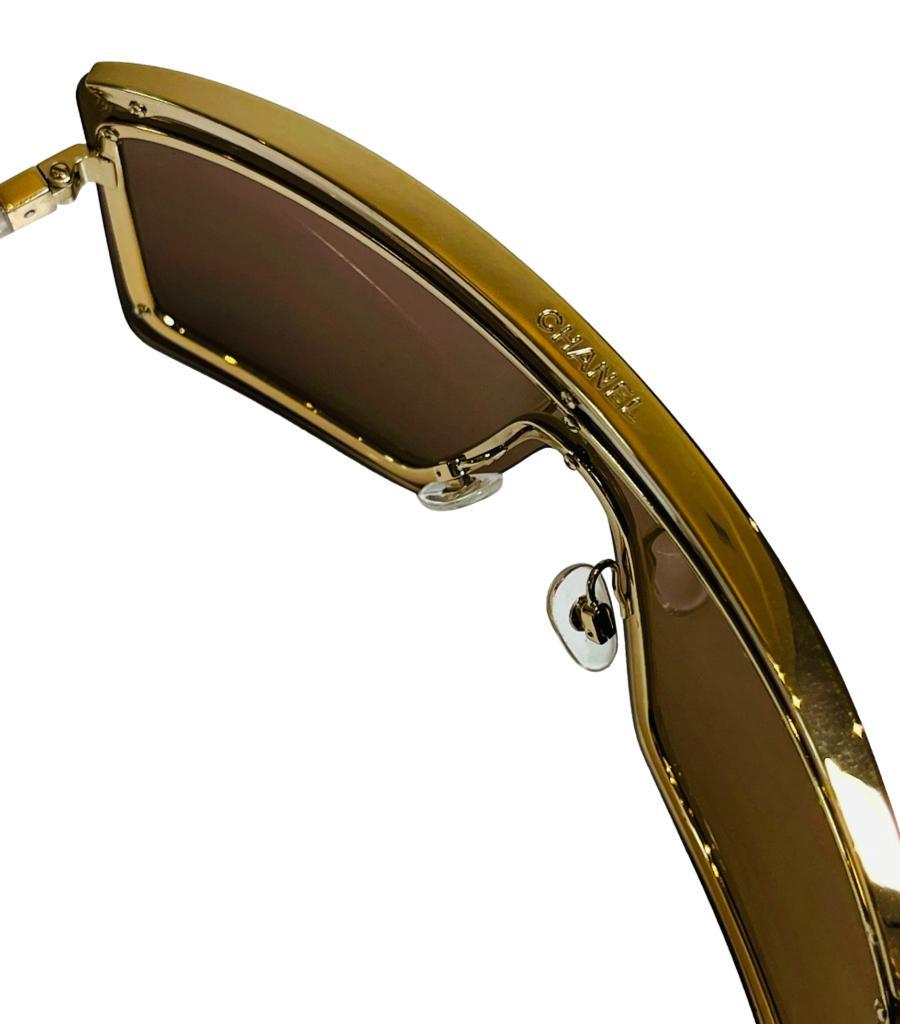 Chanel Shield verspiegelte Sonnenbrille mit Kette und 'CC' Logo-Bügeln im Angebot 2