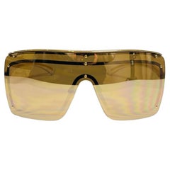 Chanel Shield verspiegelte Sonnenbrille mit Kette und 'CC' Logo-Bügeln