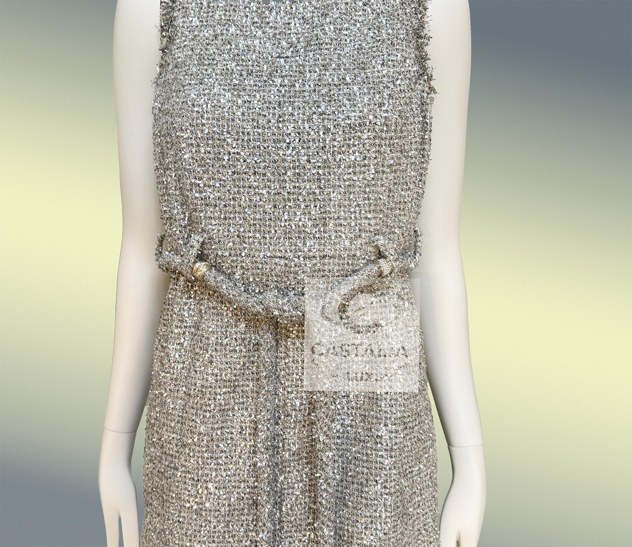 CHANEL Paris / Greece Tweed Belted Dress 36 FR For Sale 7