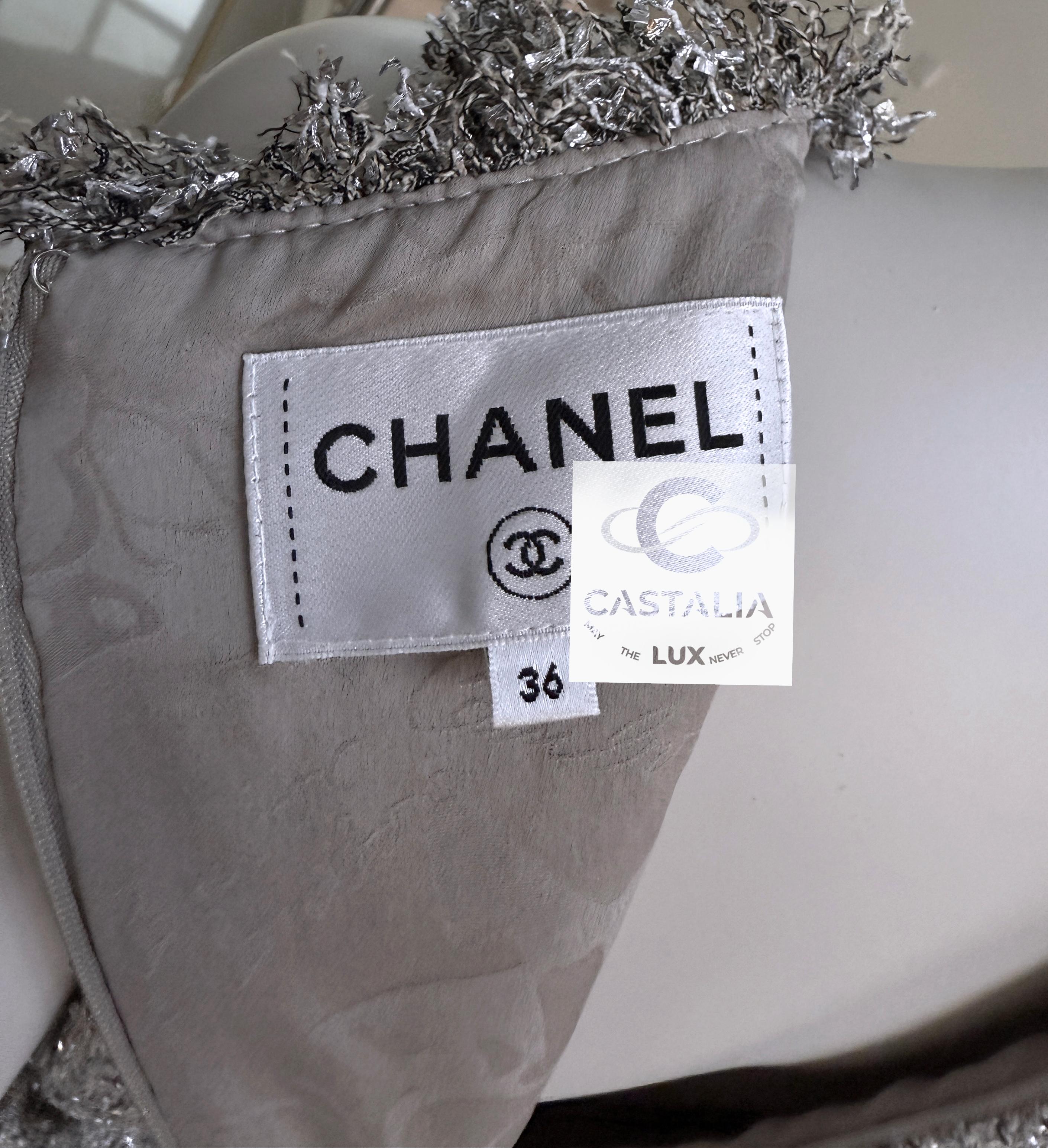 CHANEL Shimmer Lissage Tweed Belted Dress 36 FR 12