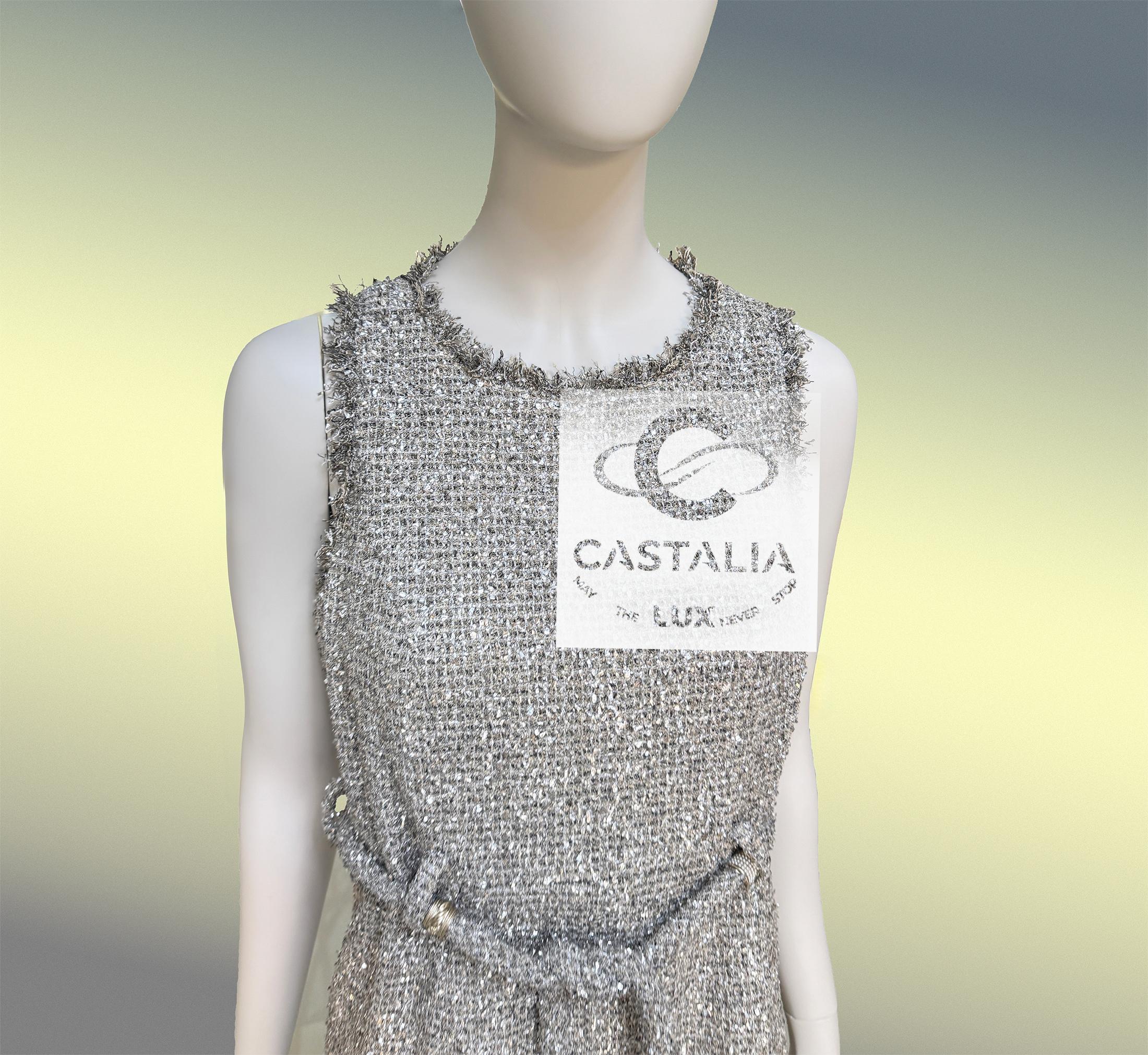 CHANEL Shimmer Lissage Tweed Belted Dress 36 FR 4