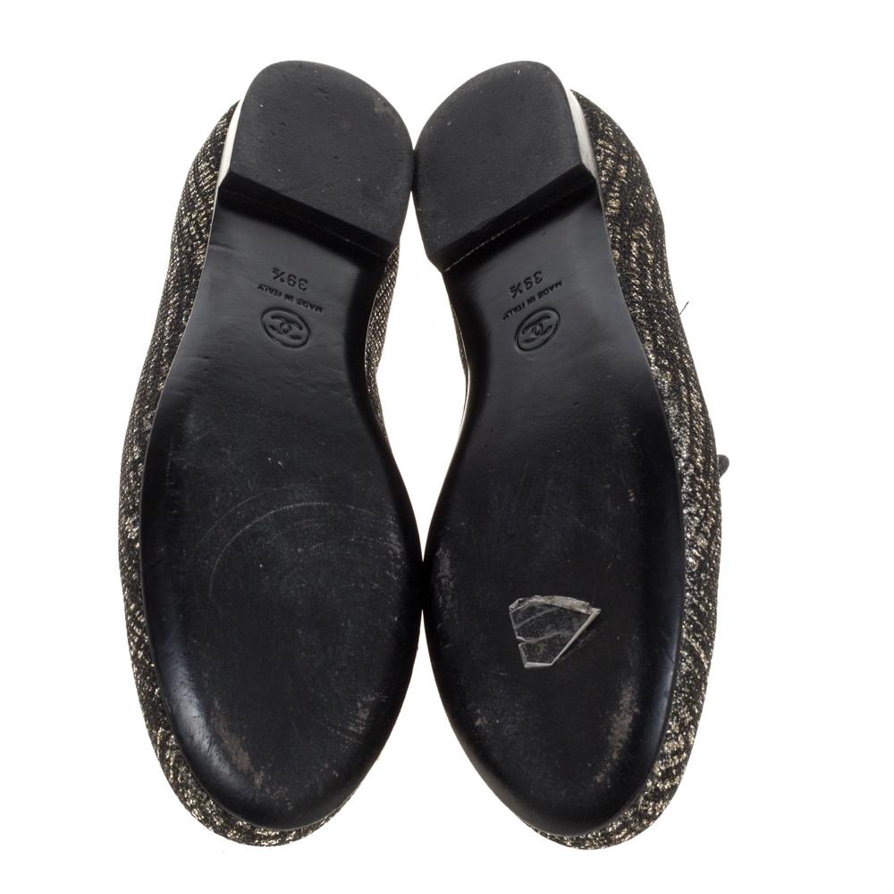 Chanel Shimmery Black Fabric CC Smoking Slippers Size 39.5 1