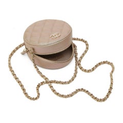 Chanel shine champagne round circular shoulder bag