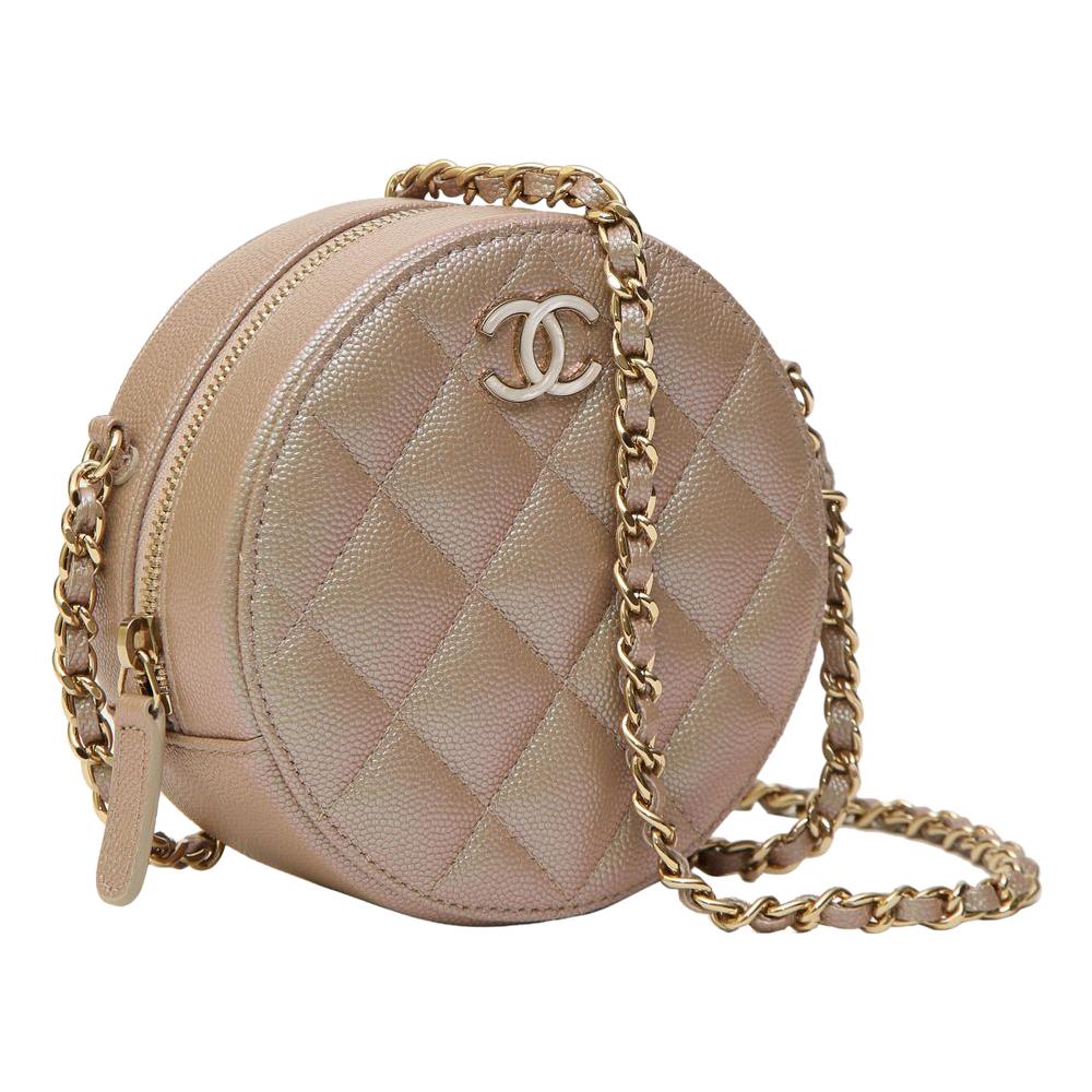 Chanel shine champagne round circular shoulder bag