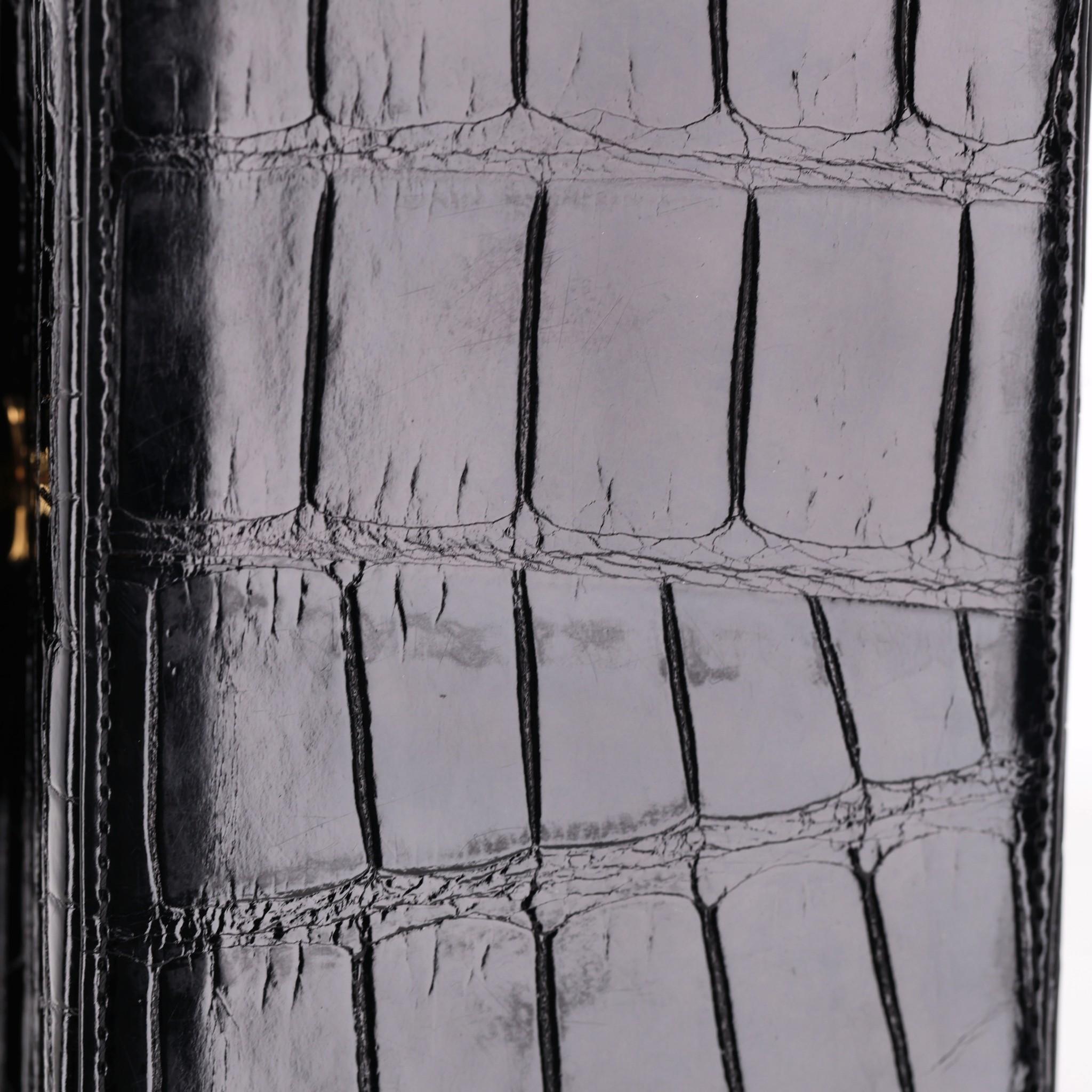 Chanel Shiny Alligator Jumbo Double Flap Bag For Sale 6