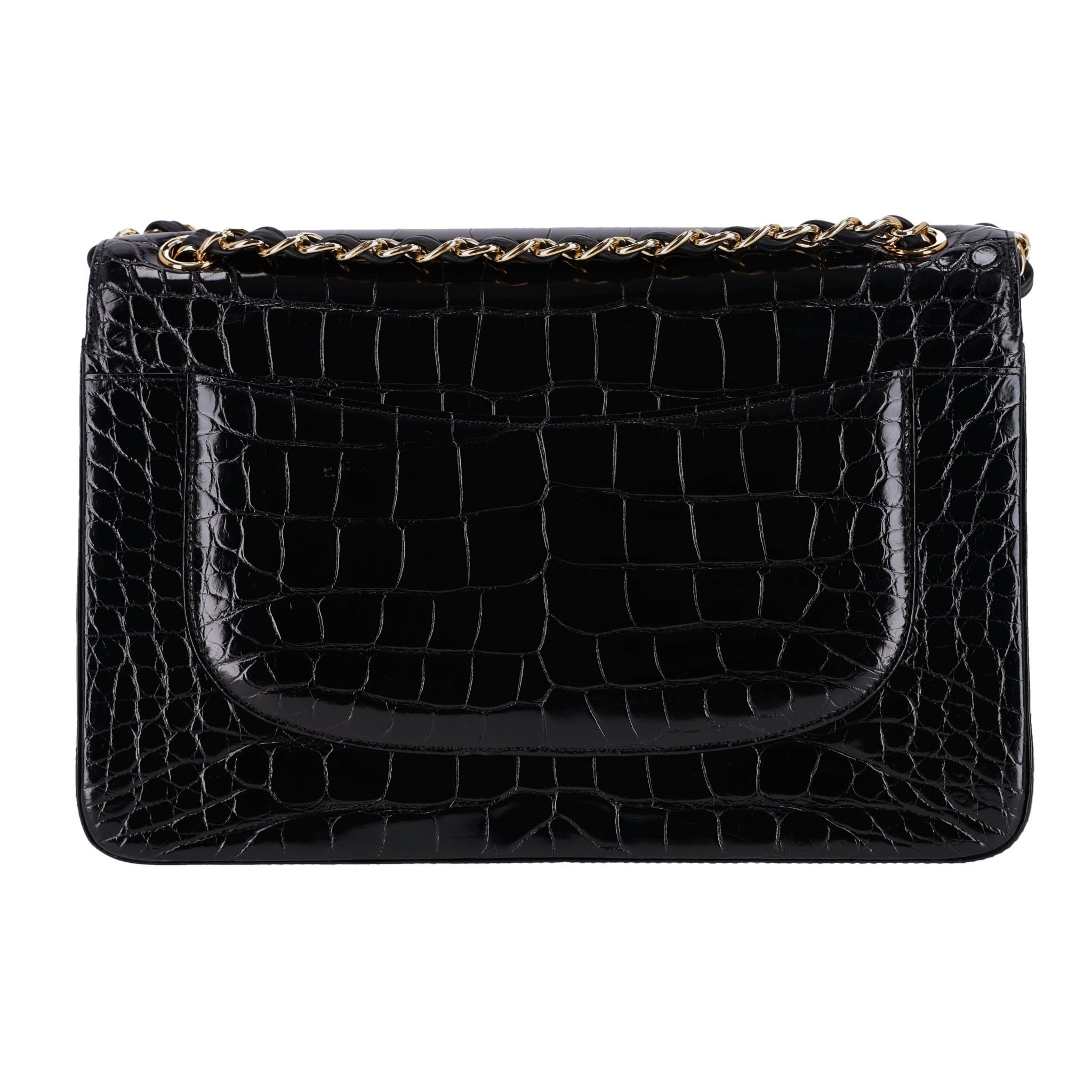 Women's Chanel Shiny Alligator Jumbo Double Flap Bag For Sale