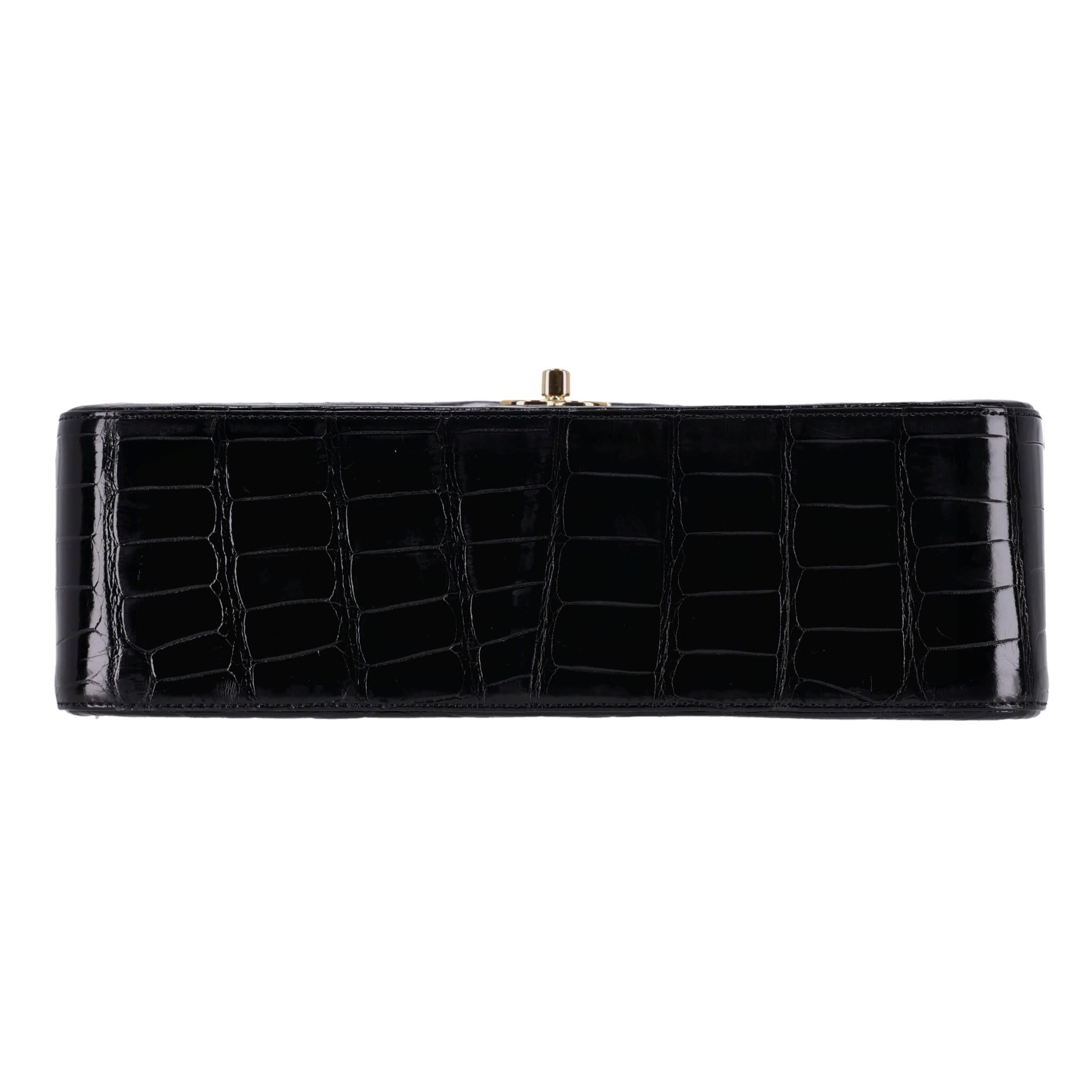 Chanel Shiny Alligator Jumbo Double Flap Bag For Sale 1