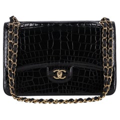 Chanel Shiny Alligator Jumbo Double Flap Bag