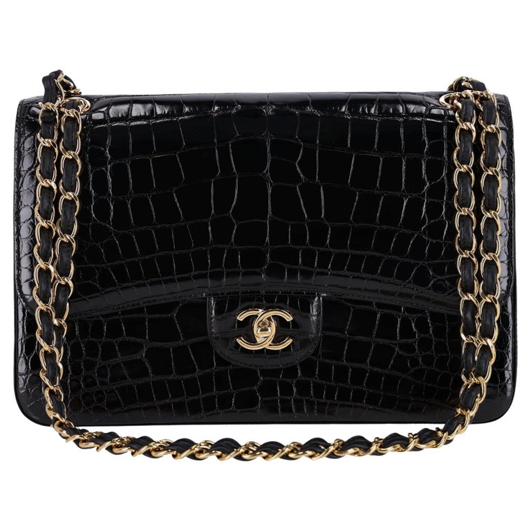 Chanel Shiny Alligator Jumbo Double Flap Bag For Sale at 1stDibs
