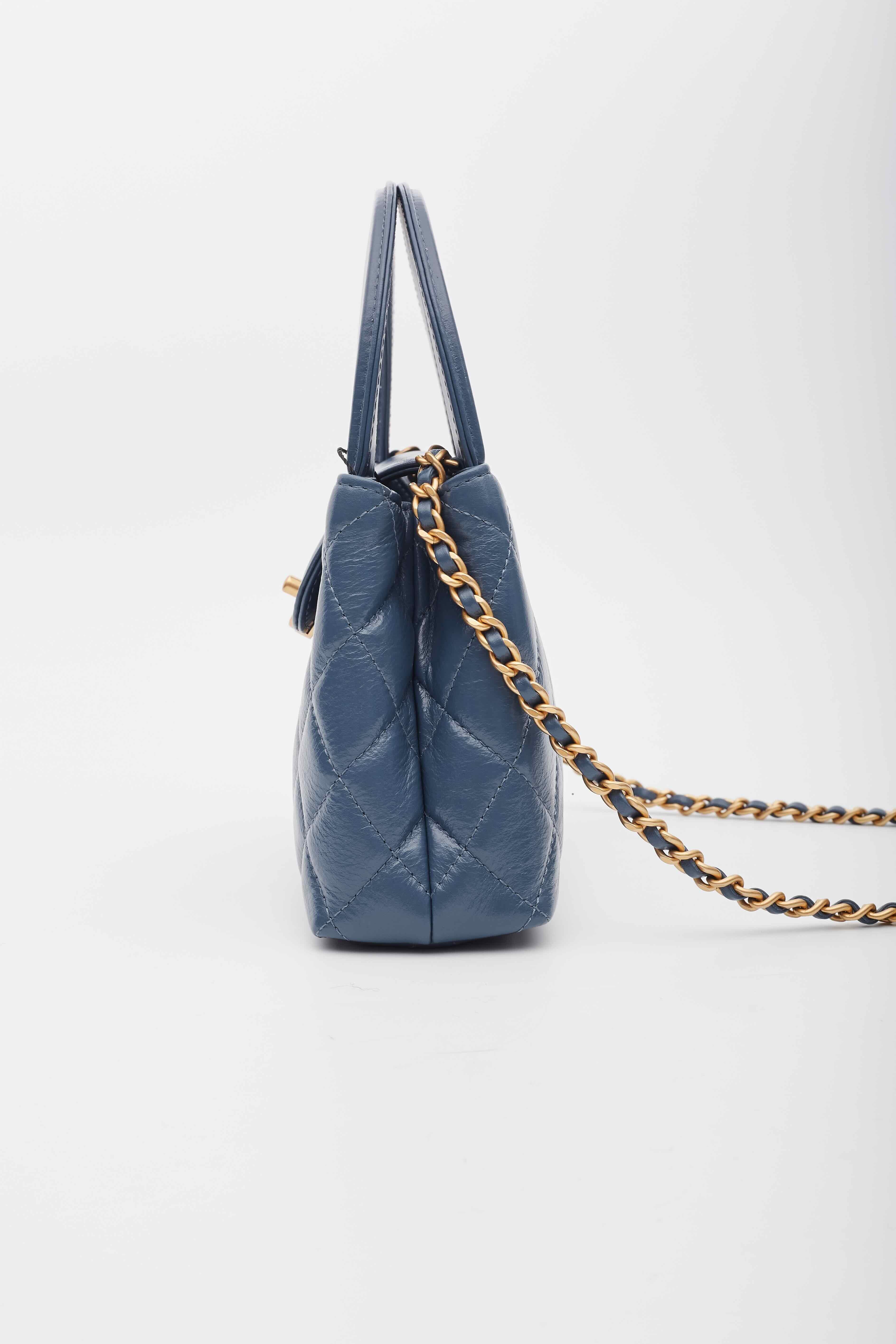 chanel mini shopping bag blue