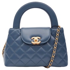Chanel Shiny Aged Calfskin Blue Mini Kelly Shopping Bag 2023