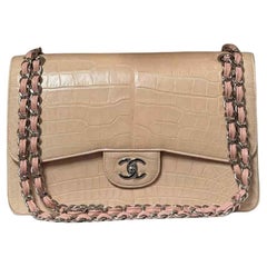 Borsa Chanel Alligator Beige Double Flap Jumbo Borsa SHW