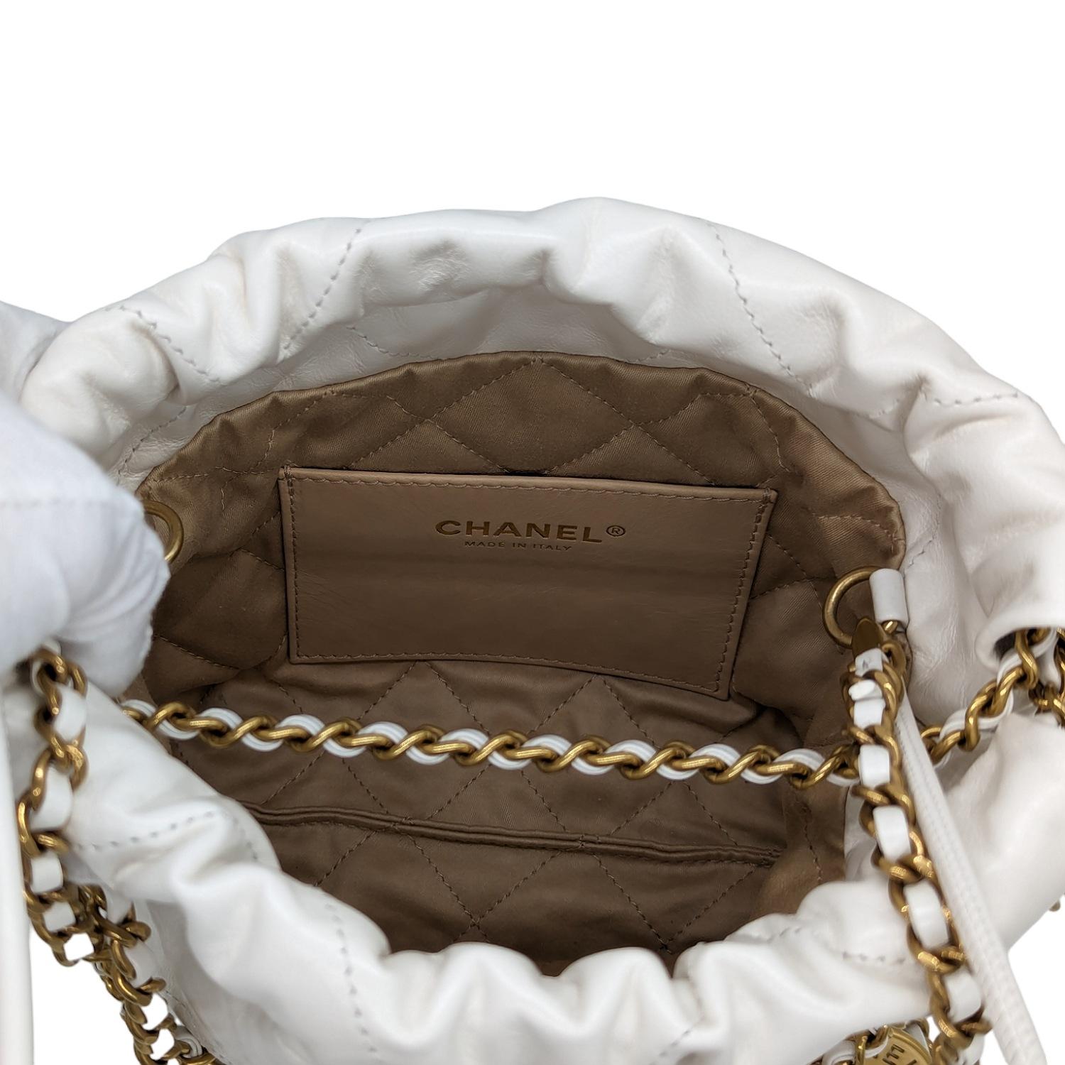 Chanel Shiny Calfskin Quilted Mini Chanel 22 White 2
