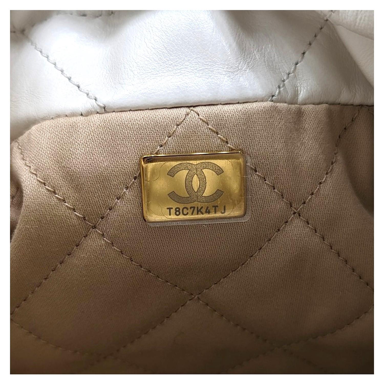Chanel Shiny Calfskin Quilted Mini Chanel 22 White 4