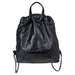 CHANEL shiny leather SO BLACK 22 LARGE BACKPACK Bag