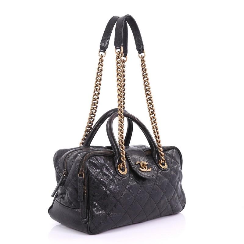 Black Chanel Shiva Bowler Bag Quilted Caviar