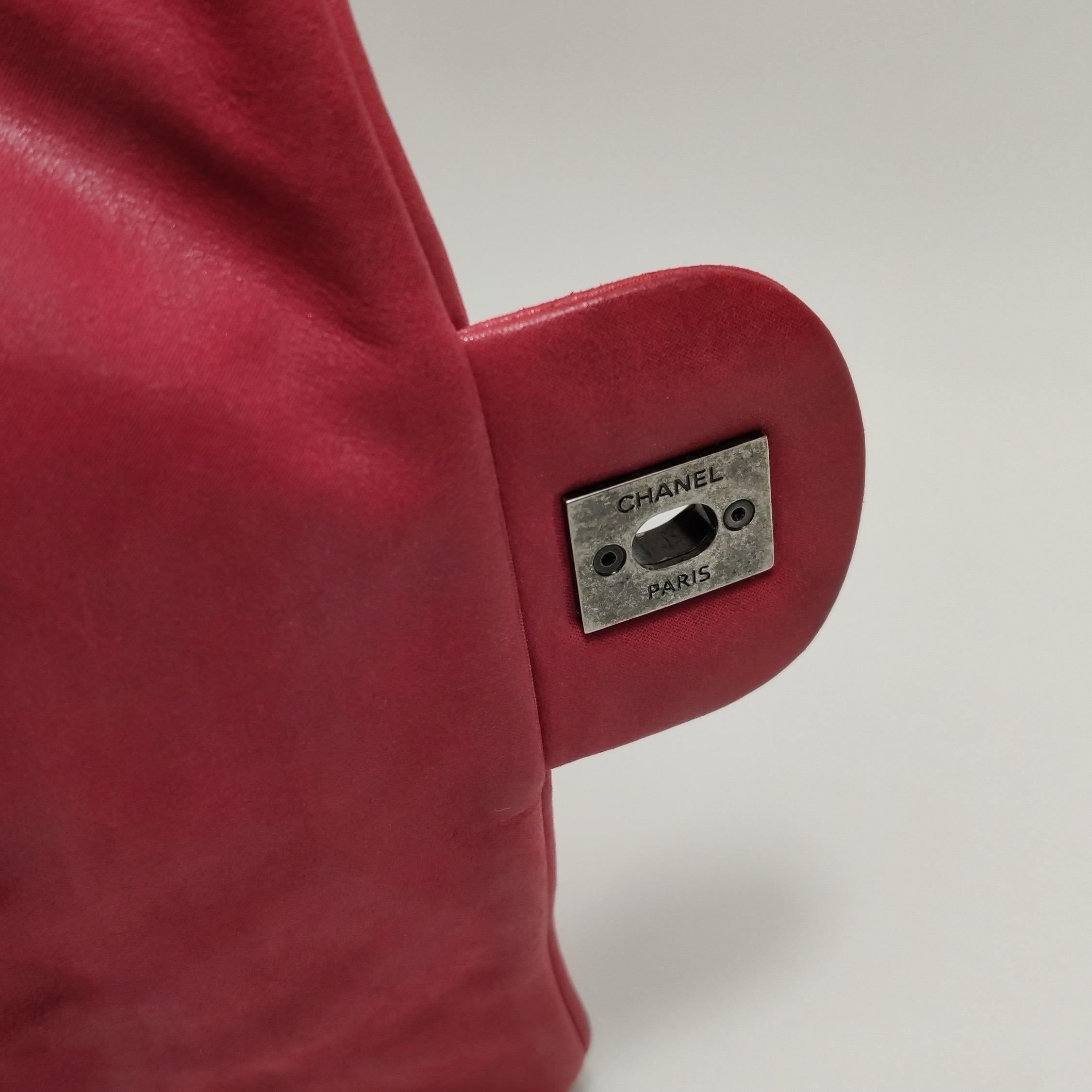 Sac à rabat Shiva rose vieilli cuir de veau vieilli argenté vieilli Chanel en vente 8