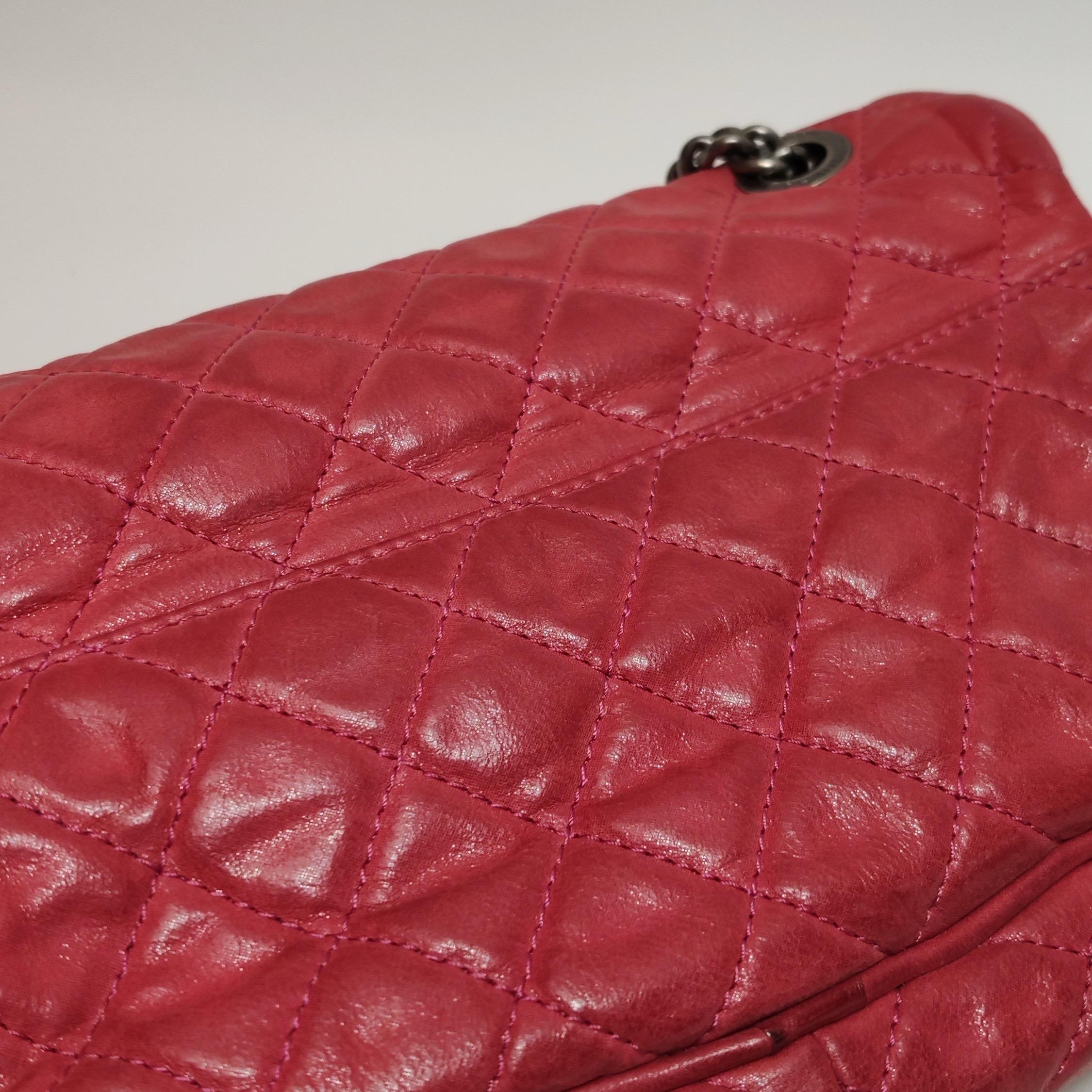 Sac à rabat Shiva rose vieilli cuir de veau vieilli argenté vieilli Chanel en vente 10