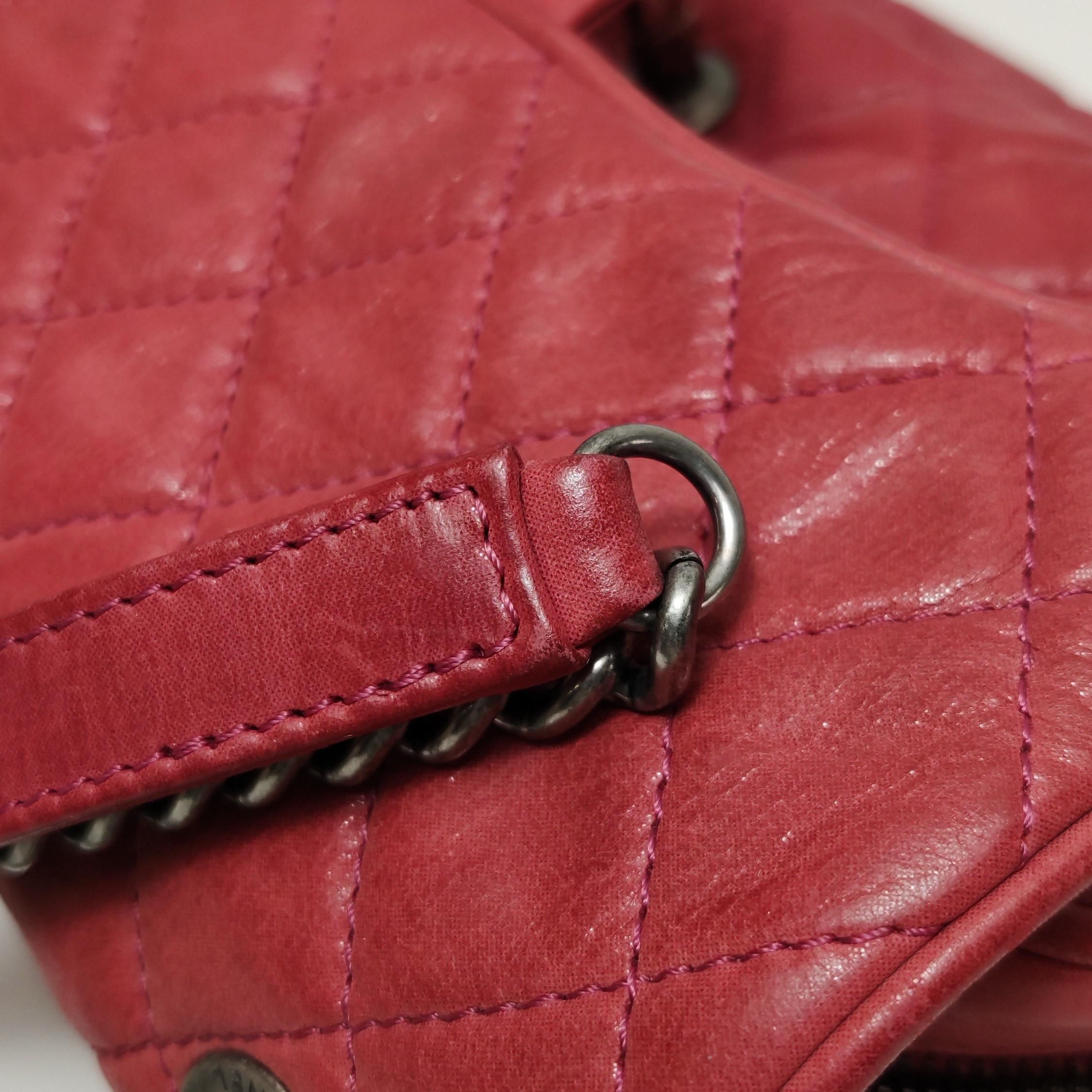 Sac à rabat Shiva rose vieilli cuir de veau vieilli argenté vieilli Chanel en vente 3