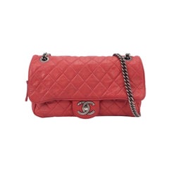 Chanel Shiva Flap Bag Distressed Pink Aged Calfskin Leather Antiqued Silver Hard