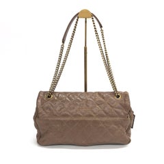 Chanel Shiva Flap Bag Jumbo Brown Quilted Shiny Caviar Leather Gold Hardware