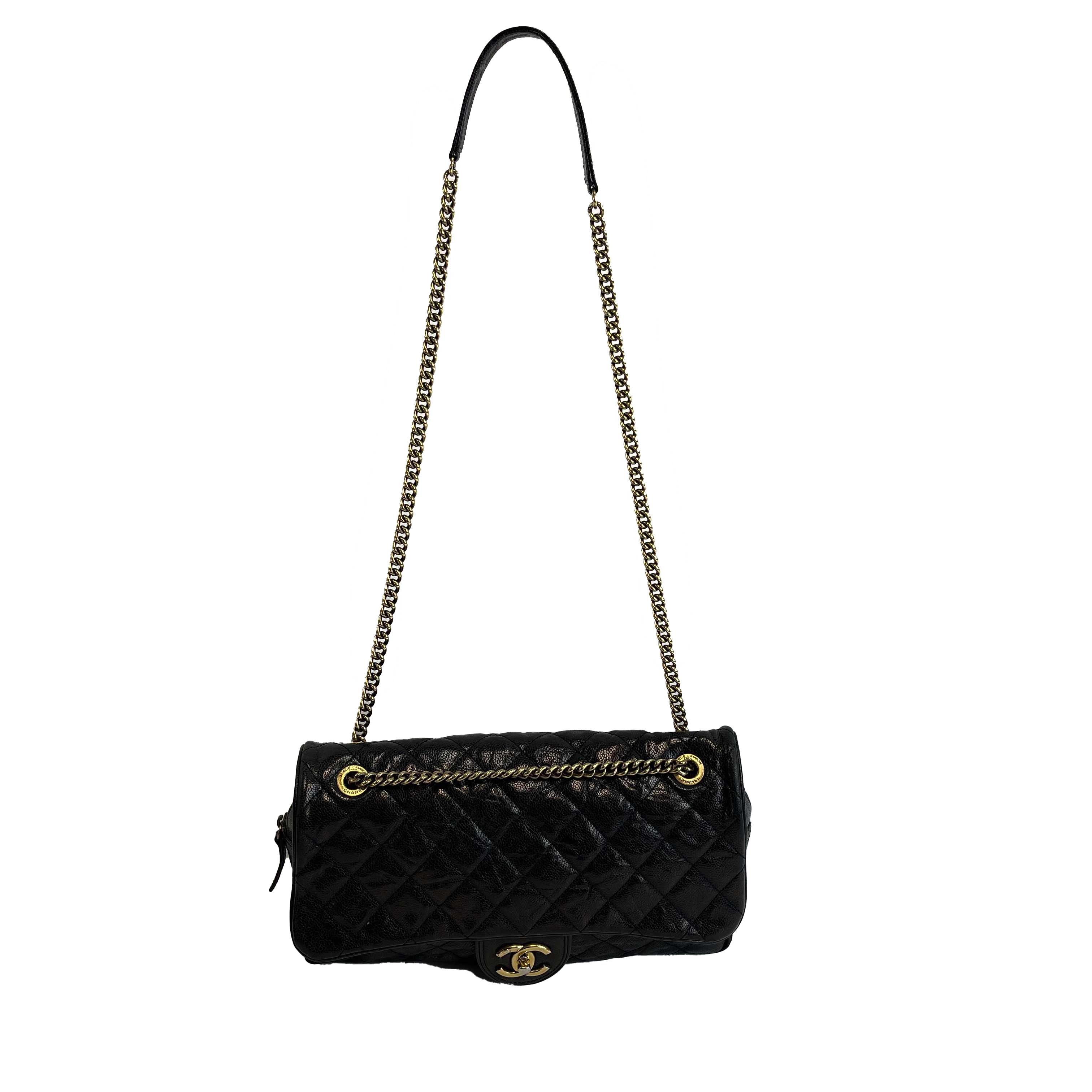 Chanel - Shiva Flap Bag Quilted Caviar Large Black CC Shoulder Bag 8