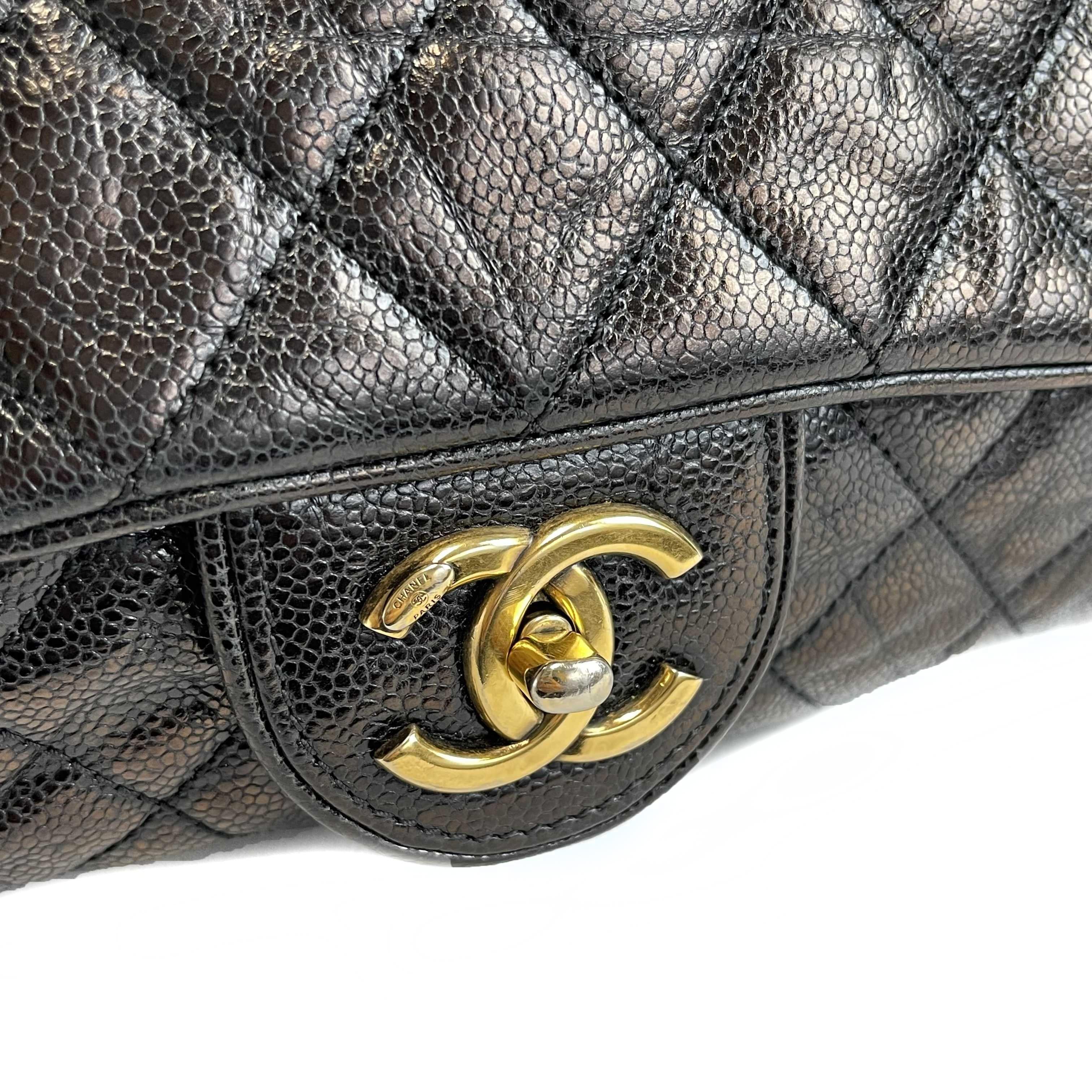 Chanel - Shiva Flap Bag Quilted Caviar Large Black CC Shoulder Bag 1