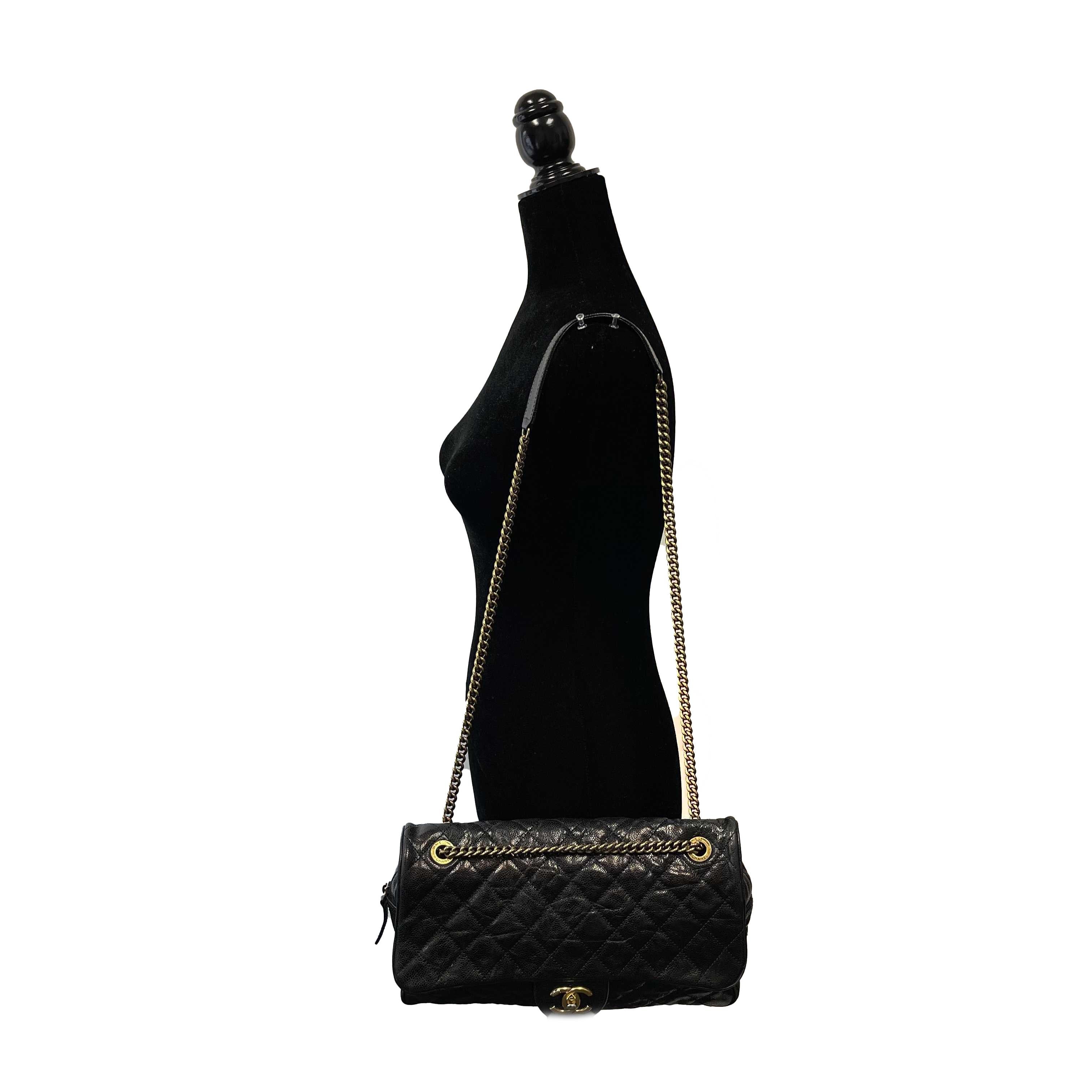 Chanel - Shiva Flap Bag Quilted Caviar Large Black CC Shoulder Bag 5