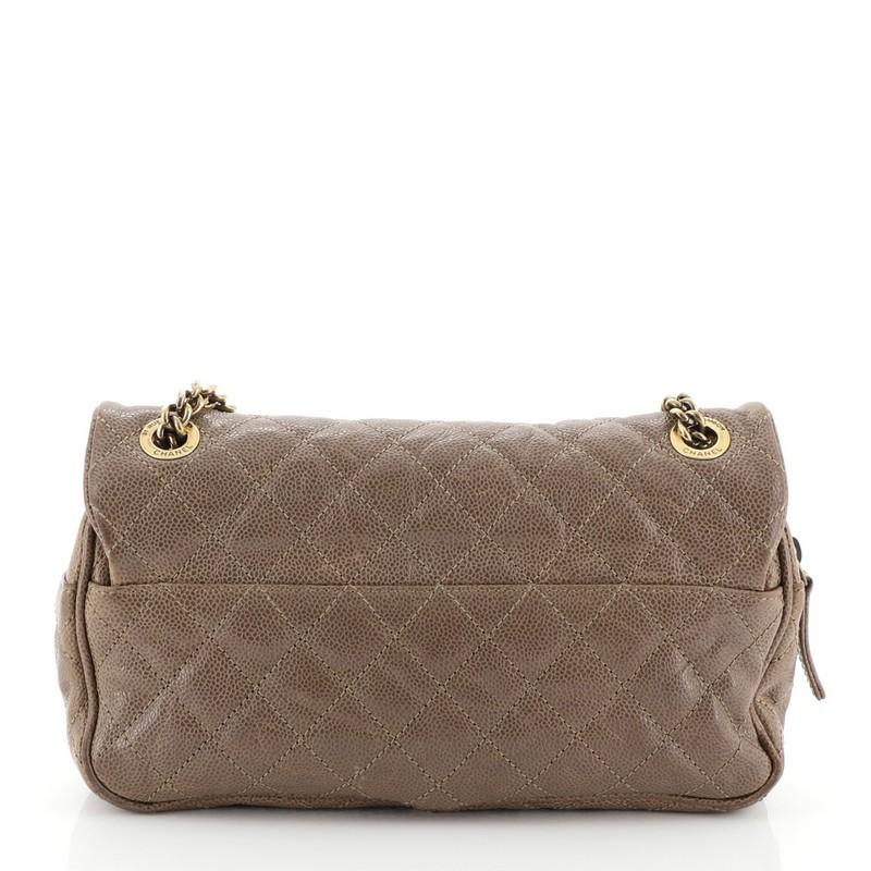 Brown Chanel Shiva Flap Bag Quilted Caviar Large