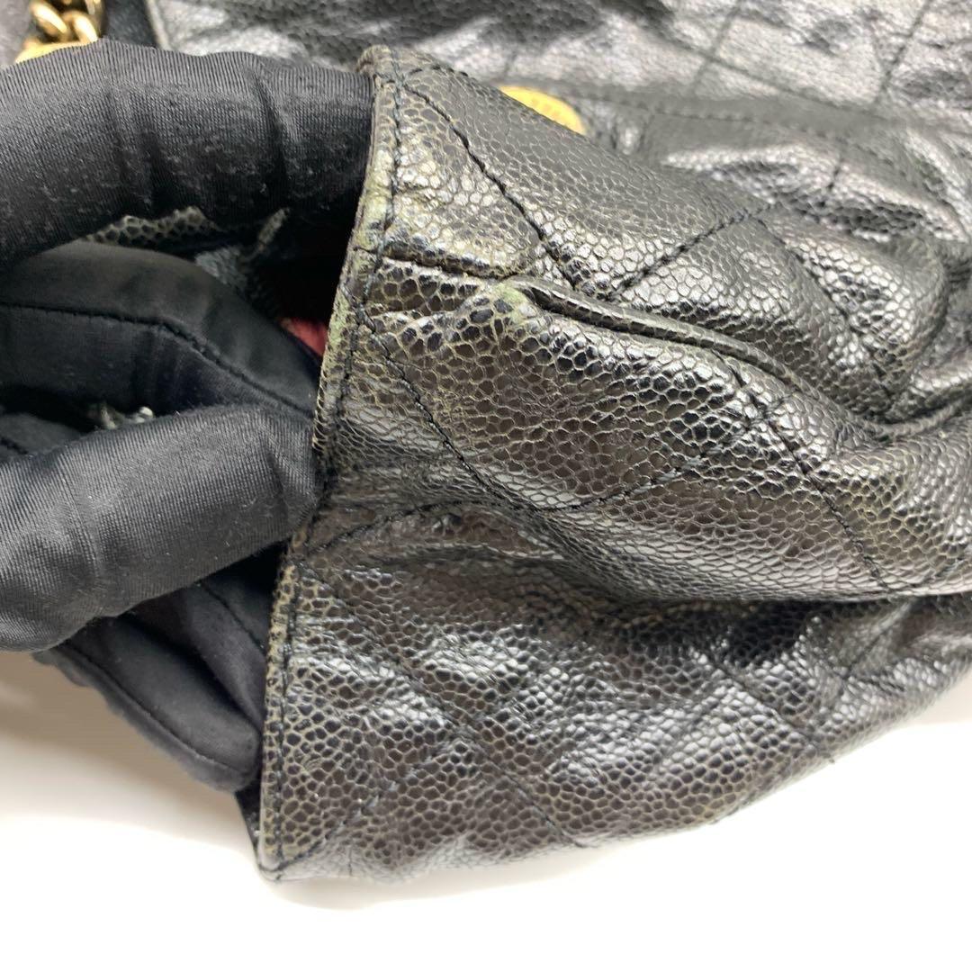 Chanel Shiva Tote Black Quilted Shiny Caviar Leather Gold Hardware For Sale 8