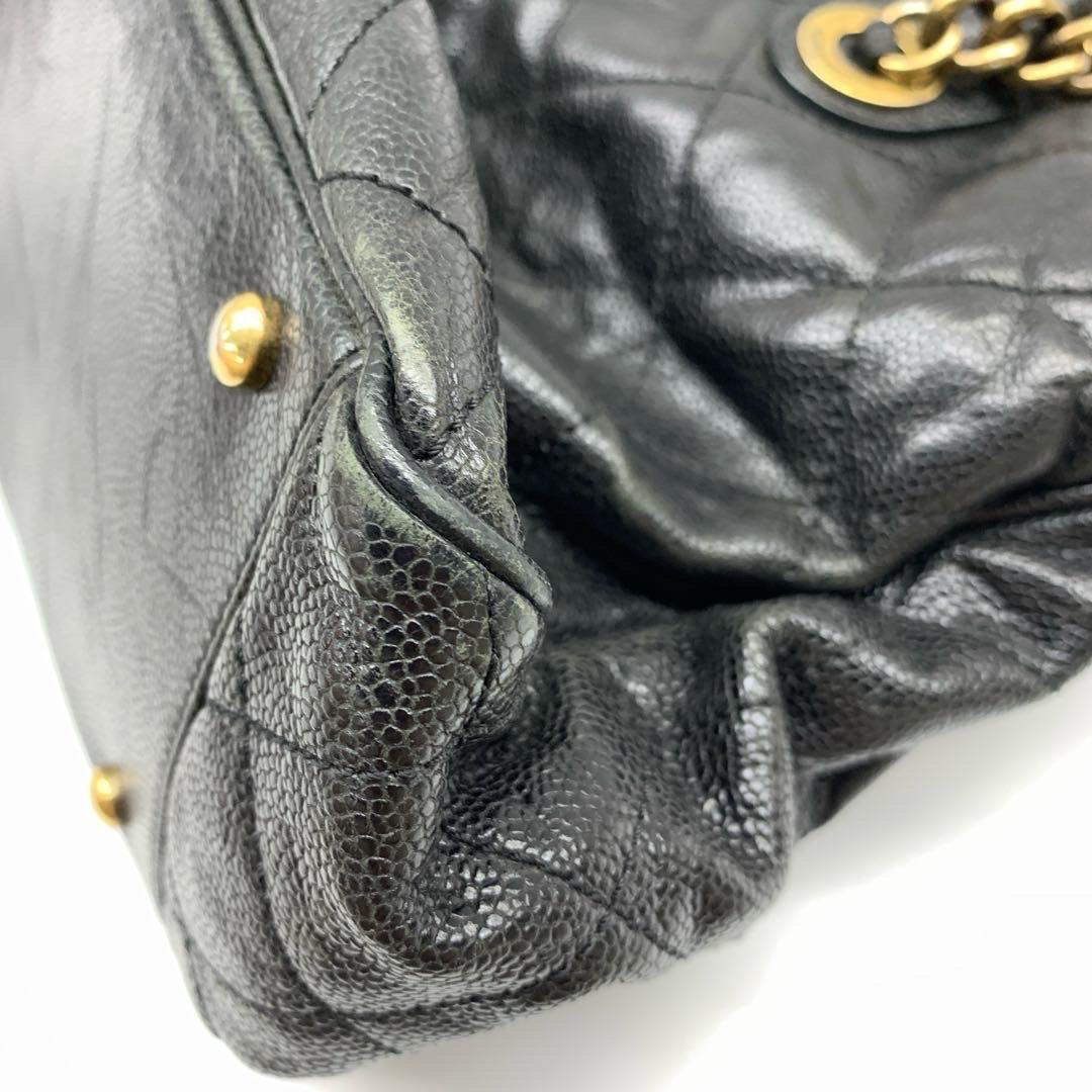 Chanel Shiva Tote Black Quilted Shiny Caviar Leather Gold Hardware For Sale 15