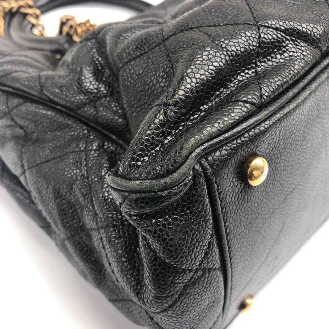 Chanel Shiva Tote Black Quilted Shiny Caviar Leather Gold Hardware For Sale 2