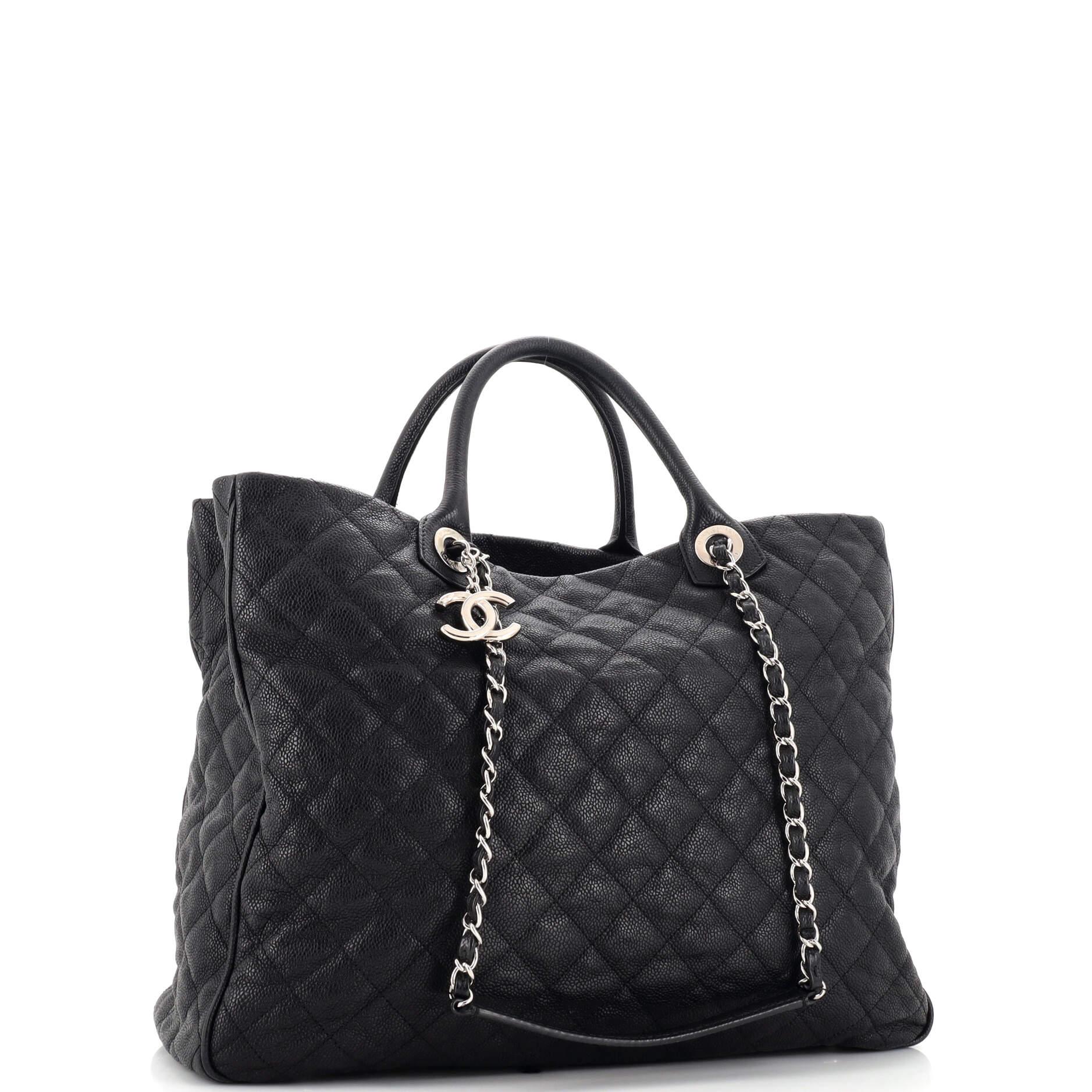 Chanel Shiva Tote Quilted Caviar Large In Fair Condition In NY, NY