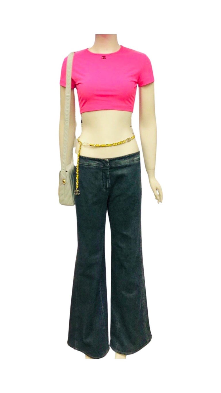 Women's or Men's Chanel Shocking Neon Pink Cropped Top  For Sale
