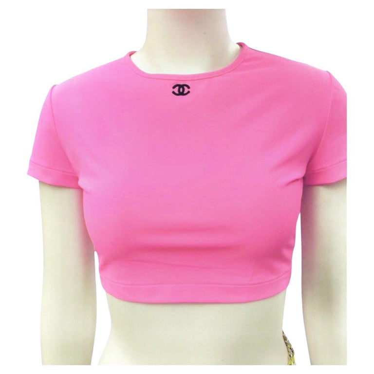 Chanel Shocking Neon Pink Cropped Top  For Sale