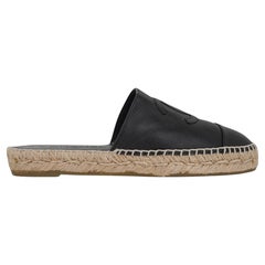 Chanel Shoe Espadrille CC Mules Black Leather 38