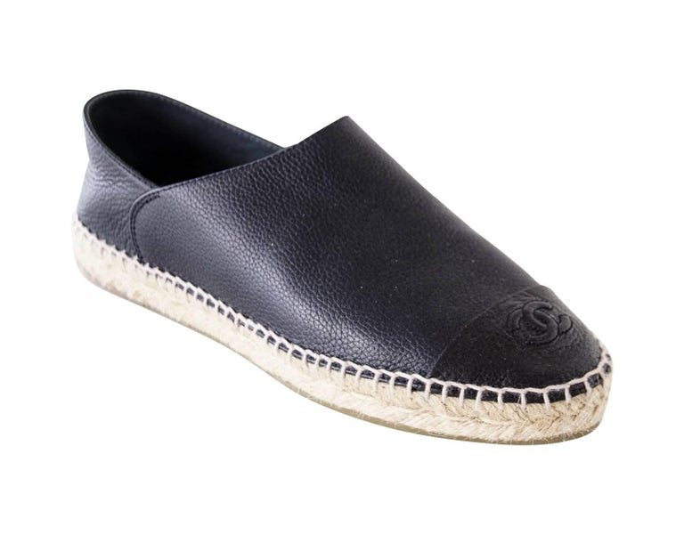 Chanel Shoe Espadrilles Cambon Loafers Dark Navy Leather 39 / 9 at ...