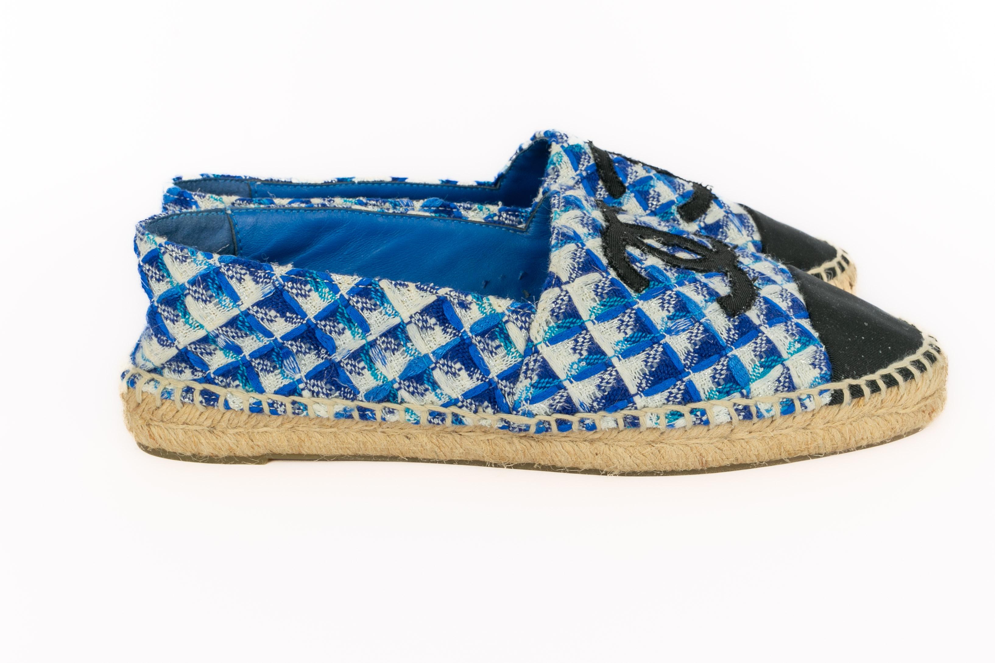 Blue Chanel shoes espadrille-like For Sale