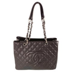 Chanel Shopping Grand Silver Gst 13ca531 Brown Caviar Leather Tote